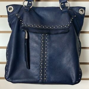 B’ Makowsky… Navy Blue studded Leather handbag or shoulder Bag with strap